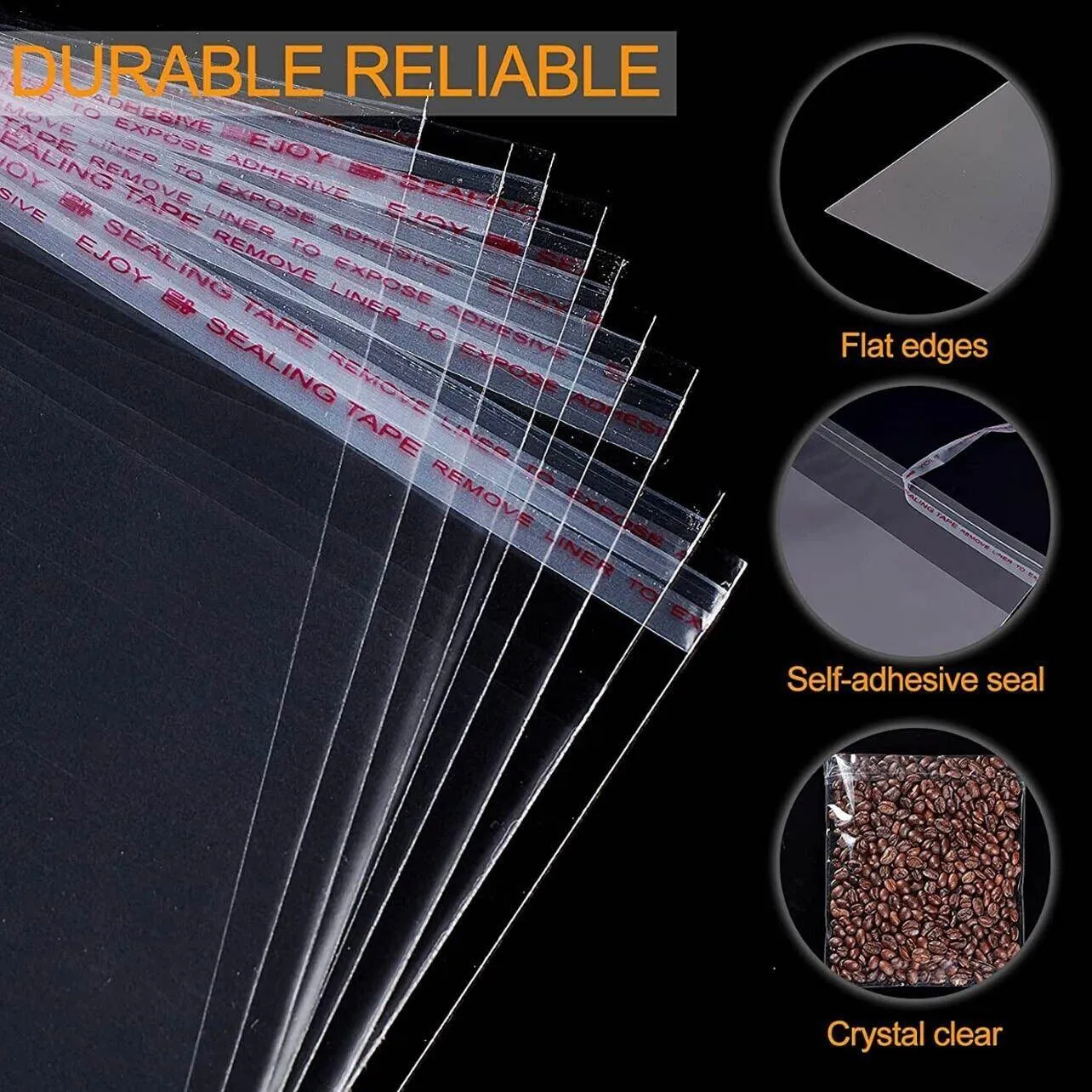 Self Seal Adhesive Cellophane Bags 100PCS OPP Clear