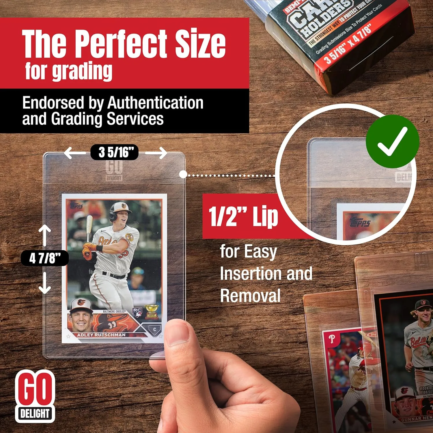 Semi Rigid Card Holders – 400 Bundle - 200 Card Holders for Trading Cards and 200 Soft Sleeves for PSA, SGC, BGS, CSG - Baseball Card Sleeves - 3-5/16" x 4-7/8" Including 1/2" Lip