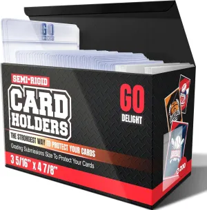Semi Rigid Card Holders – 400 Bundle - 200 Card Holders for Trading Cards and 200 Soft Sleeves for PSA, SGC, BGS, CSG - Baseball Card Sleeves - 3-5/16" x 4-7/8" Including 1/2" Lip