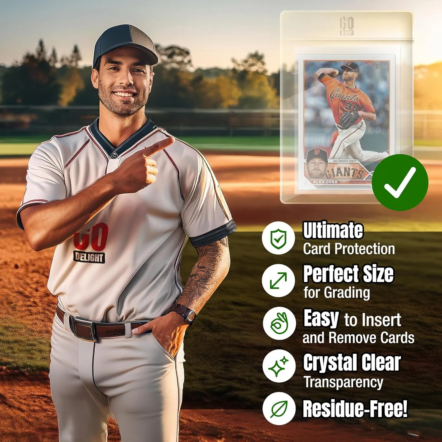 Semi Rigid Card Holders – 400 Bundle - 200 Card Holders for Trading Cards and 200 Soft Sleeves for PSA, SGC, BGS, CSG - Baseball Card Sleeves - 3-5/16" x 4-7/8" Including 1/2" Lip