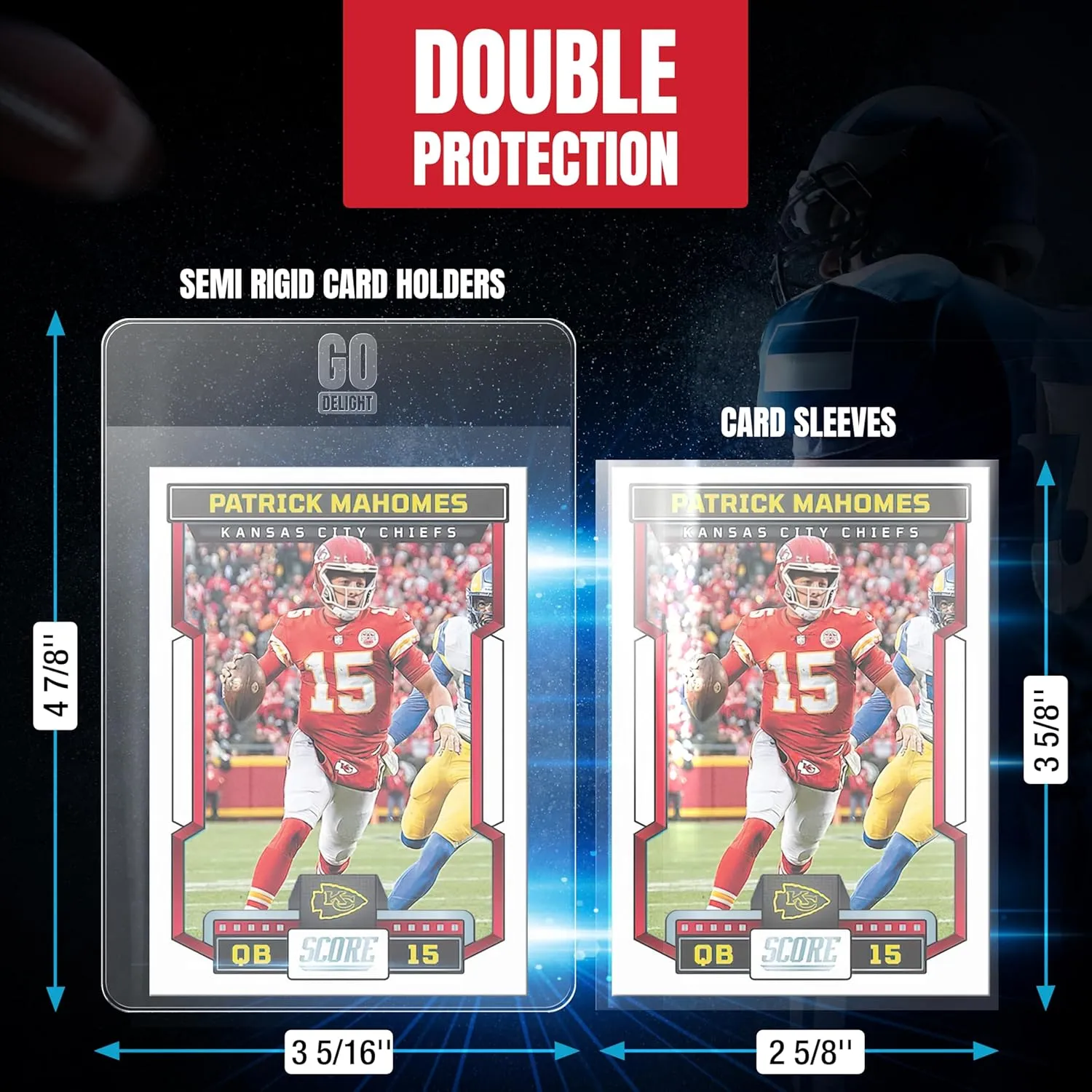 Semi Rigid Card Holders – 400 Bundle - 200 Card Holders for Trading Cards and 200 Soft Sleeves for PSA, SGC, BGS, CSG - Baseball Card Sleeves - 3-5/16" x 4-7/8" Including 1/2" Lip