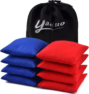 Set of 8 Regulation Cornhole Bags Double Sided, Weather Resistant Bean Bags for Cornhole Toss Game, Corn Hole Beans Bags with Tote Bag