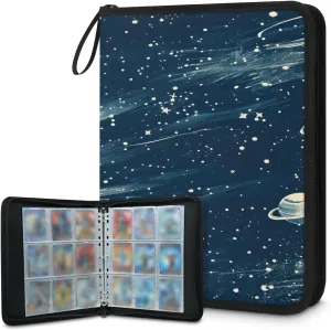 Shining Universe 3 Ring Trading Zipper Binder Strap, Trading Card Binder 4 Pocket, 400 Pockets Card Holder with 50 Removable Sleeves for Game Cards