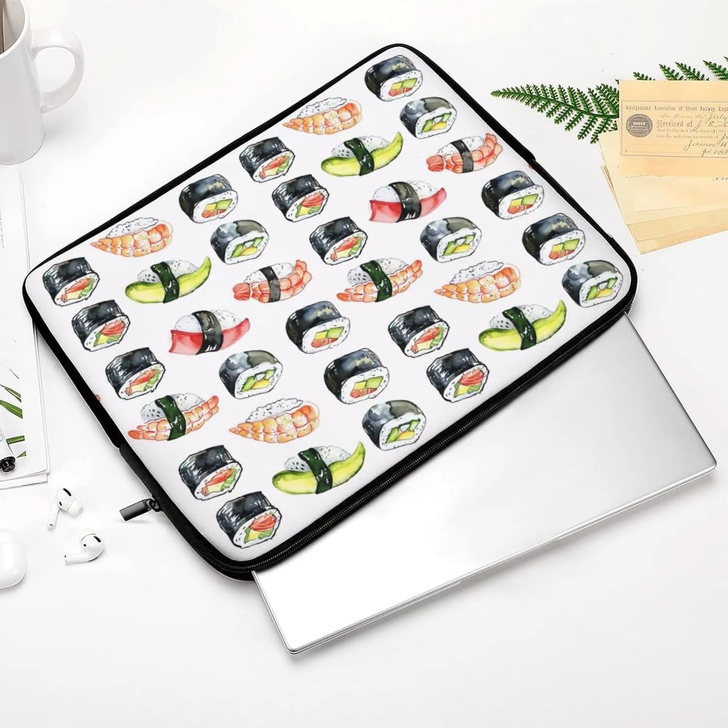 Shrimp Tuna Cucumber Sushi Platter Laptop Sleeve Portable Waterproof Computer Pouch Laptop Bag Protective Sleeve
