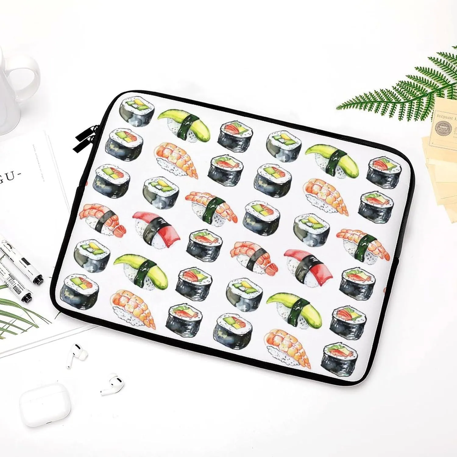 Shrimp Tuna Cucumber Sushi Platter Laptop Sleeve Portable Waterproof Computer Pouch Laptop Bag Protective Sleeve