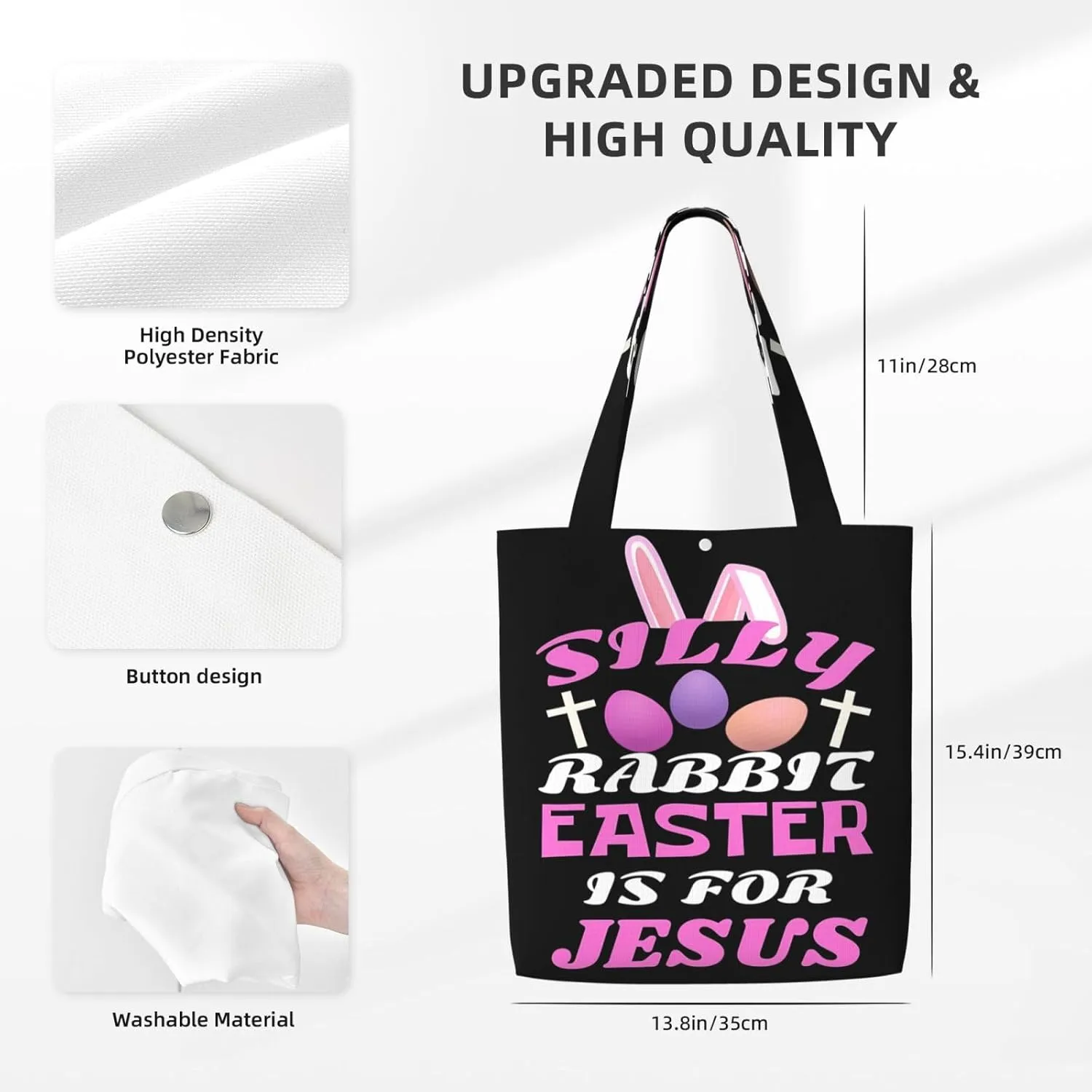 Silly Rabbit Easter Is For Jesus Canvas Totes Bag Shoulder Bags Shopping Crossbody Travel Handbag 13.8 X 15.4 inch
