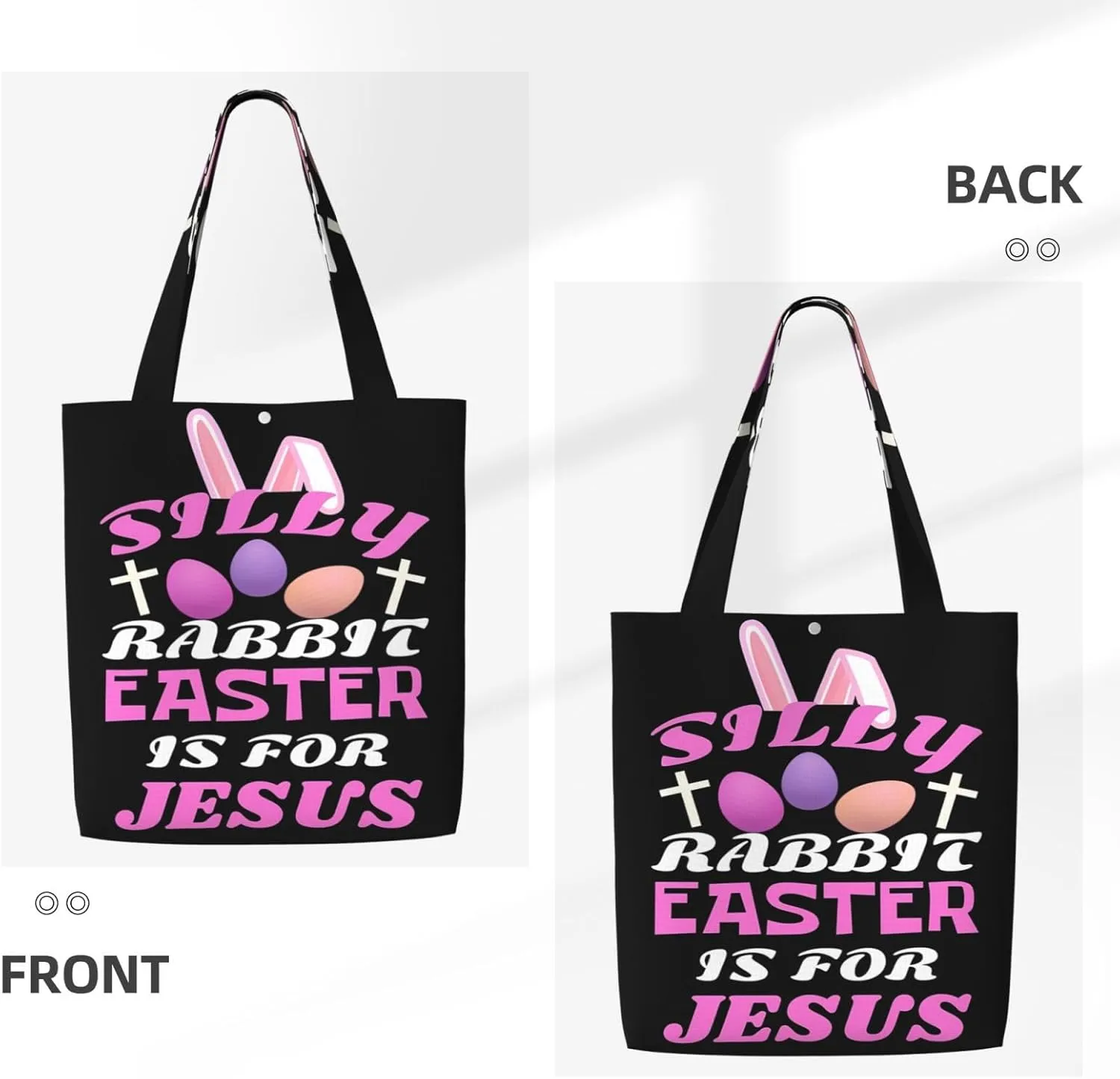 Silly Rabbit Easter Is For Jesus Canvas Totes Bag Shoulder Bags Shopping Crossbody Travel Handbag 13.8 X 15.4 inch