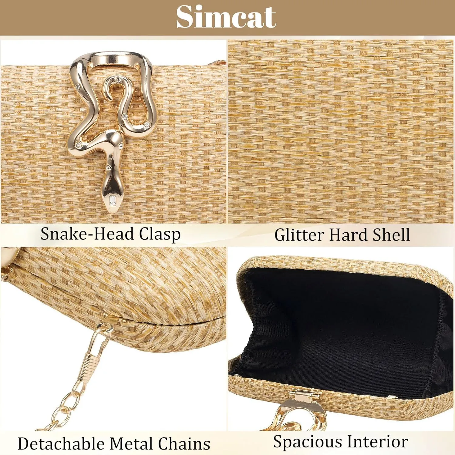Simcat Glitter Clutch Purses for Women Elegant Evening Bag for Parties, Weddings and Formal Events