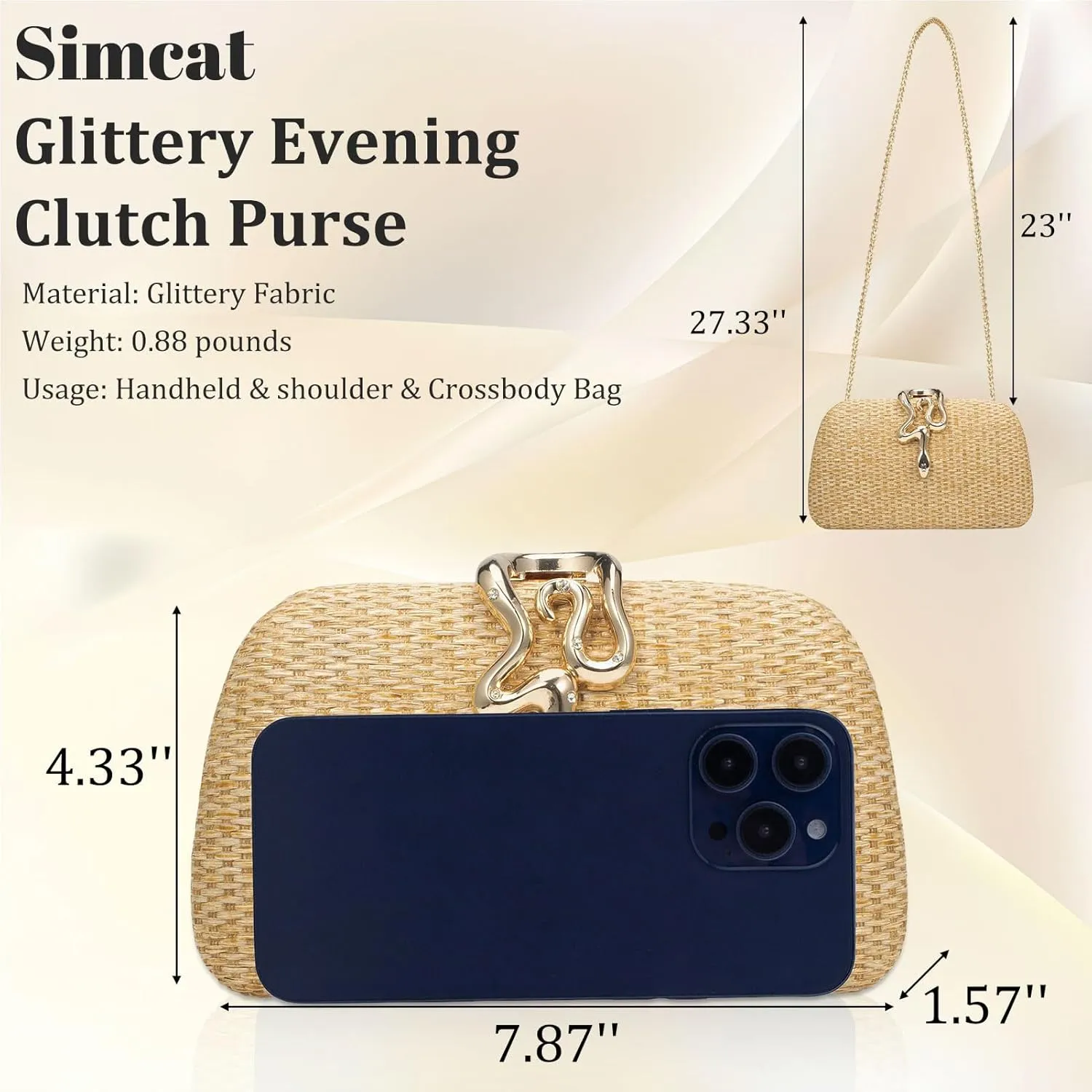 Simcat Glitter Clutch Purses for Women Elegant Evening Bag for Parties, Weddings and Formal Events