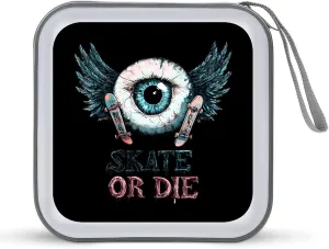Skate Or Die Eyeball Wings 40 Capacity CD Case Holders Wallet Bag Plastic DVD Cases Storage Binder for Car Home Office Travel