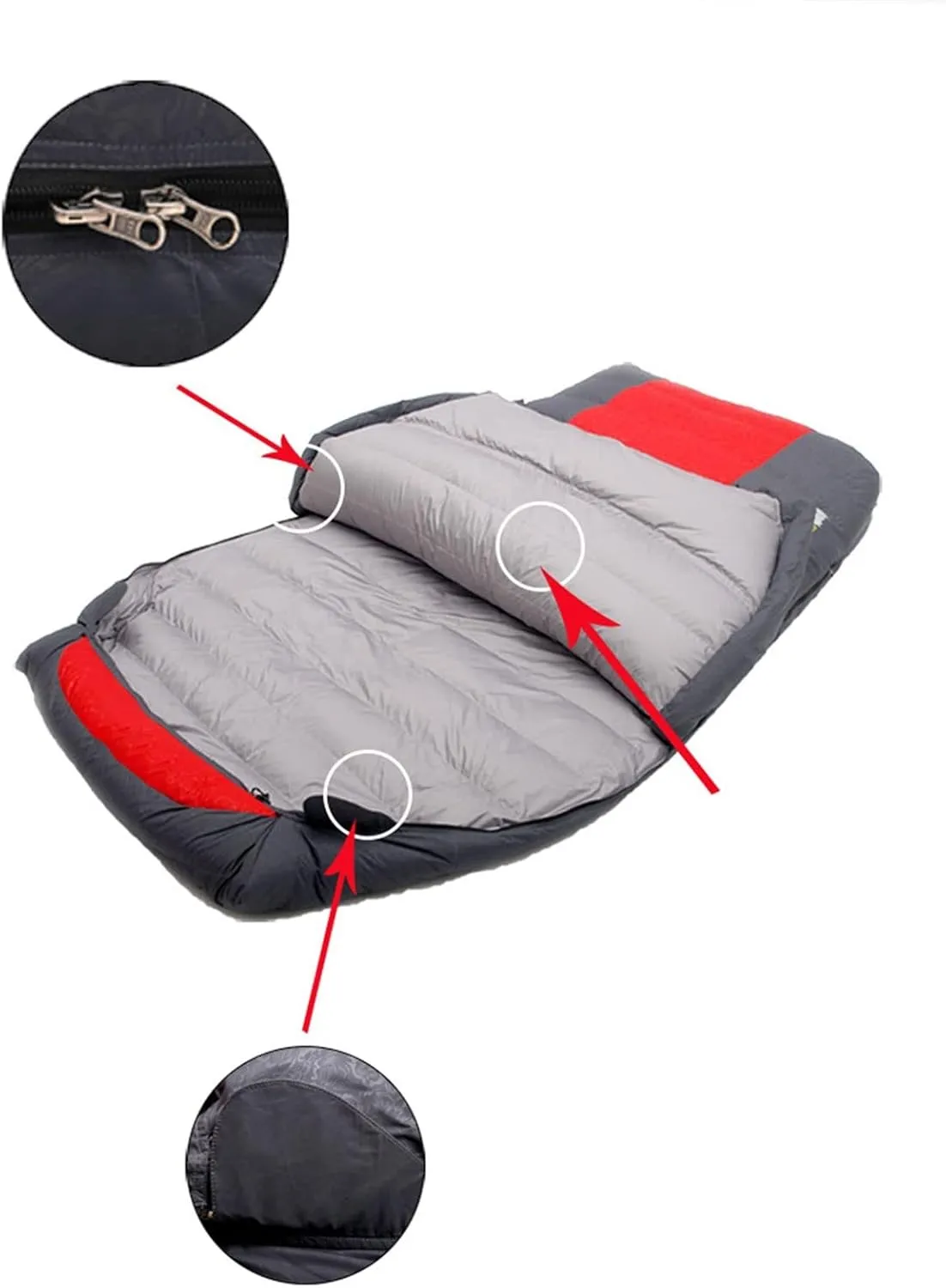 Sleeping Bags 2 Person Duck Down Filling Professional Warmth Waterproof Comfortable Camping Sleeping Bag