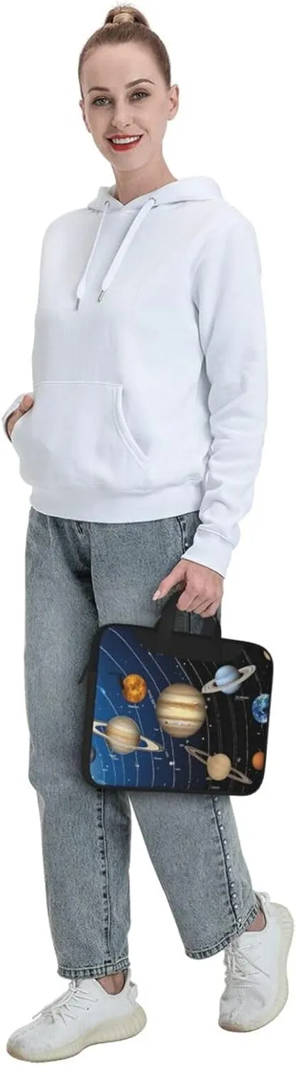 Slim Laptop Case with Strap Laptop Tote Bag Computer Messenger Bag Travel Essentials - Outer Space Solar System