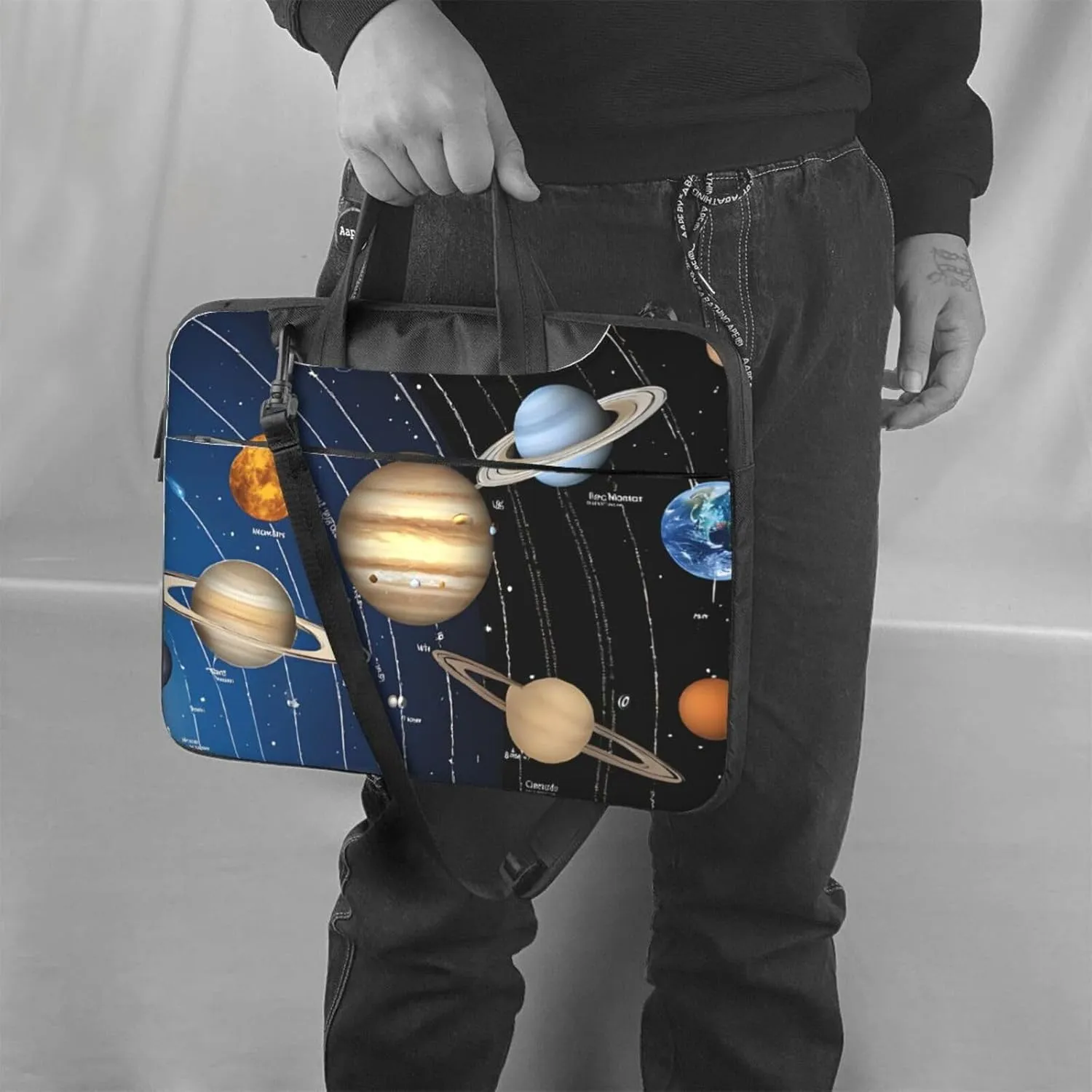 Slim Laptop Case with Strap Laptop Tote Bag Computer Messenger Bag Travel Essentials - Outer Space Solar System