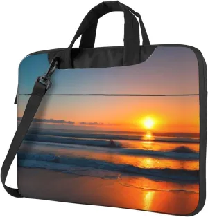 Slim Laptop Shoulder Bag Briefcase Notebook Handbag Computer Carrying Case Beautiful Sunrise Ocean Print 15.6in