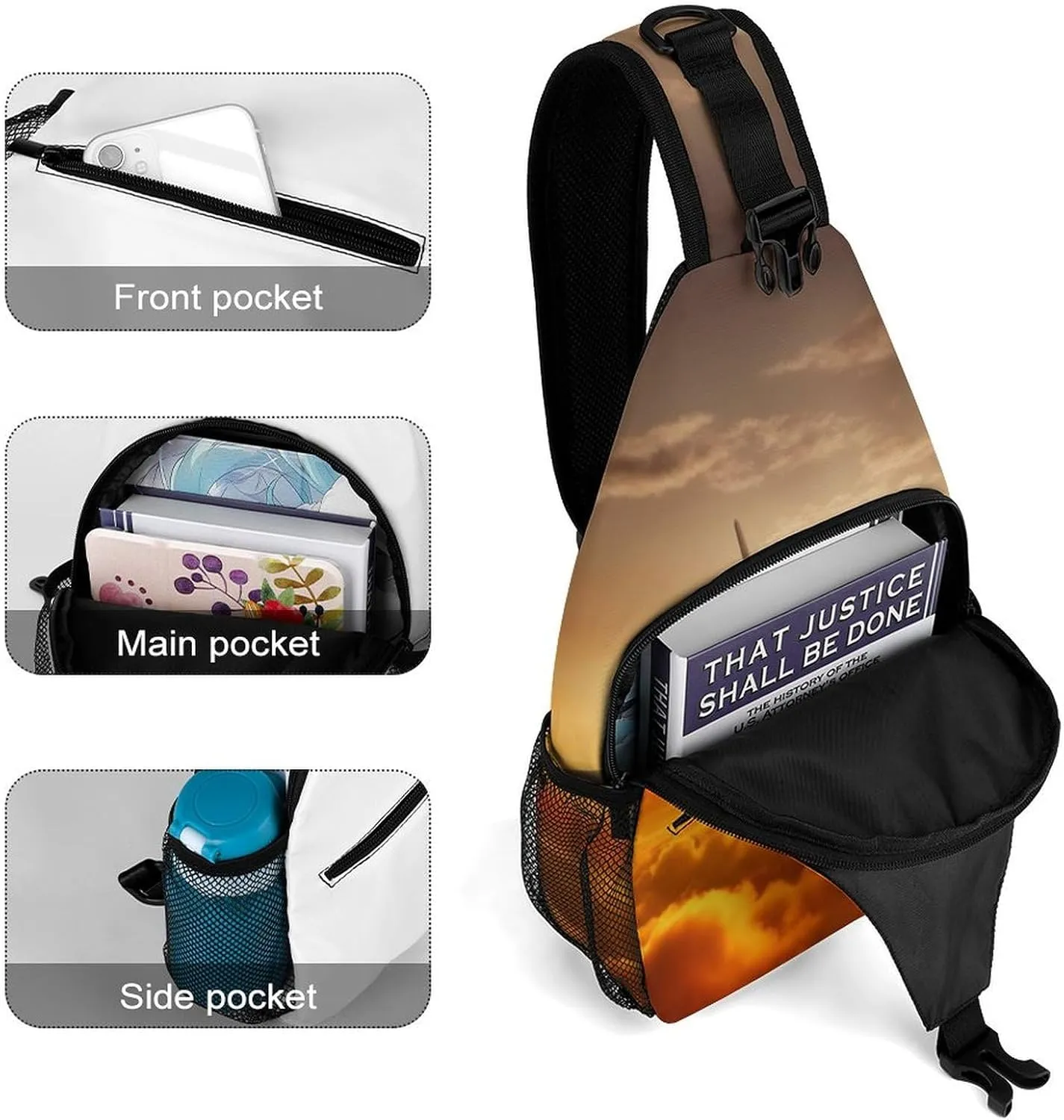 Sling Bag for Women Travel Crossbody Aircraft Plane at Sunset Fanny Pack Casual Daypack Cross Body Chest Bag
