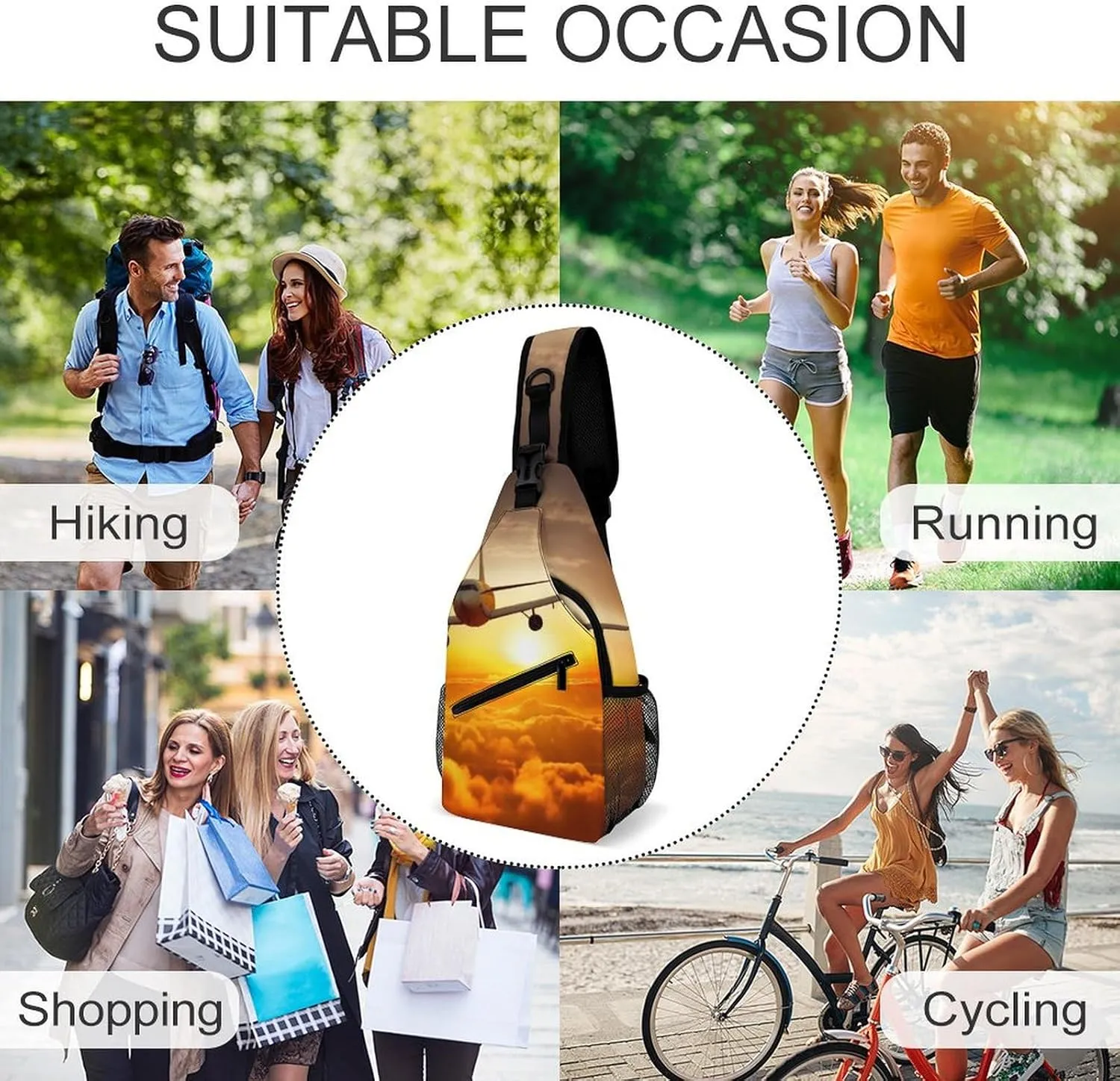 Sling Bag for Women Travel Crossbody Aircraft Plane at Sunset Fanny Pack Casual Daypack Cross Body Chest Bag