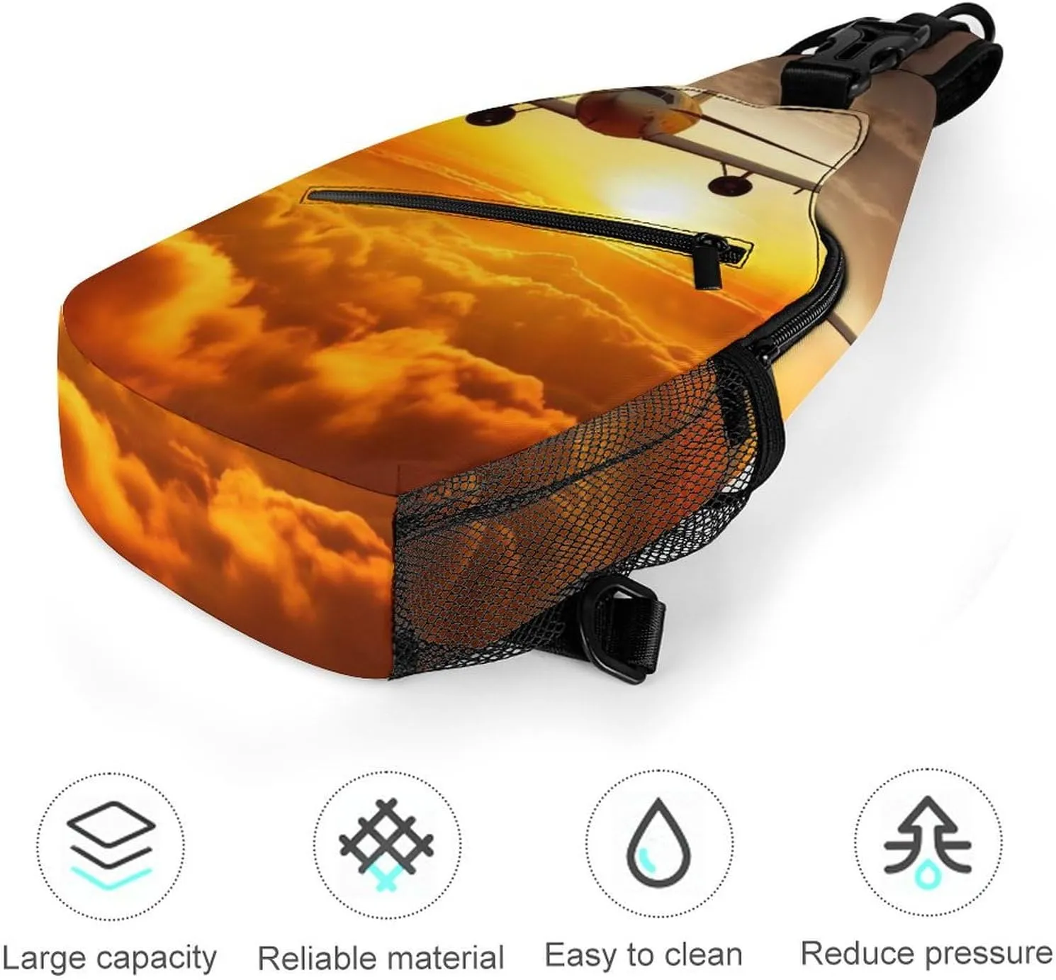 Sling Bag for Women Travel Crossbody Aircraft Plane at Sunset Fanny Pack Casual Daypack Cross Body Chest Bag