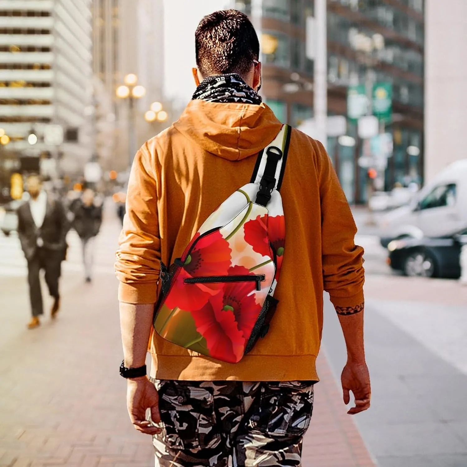 Sling Bag for Women Travel Crossbody Poppy Flowers Vivid Petals Fanny Pack Casual Daypack Cross Body Chest Bag