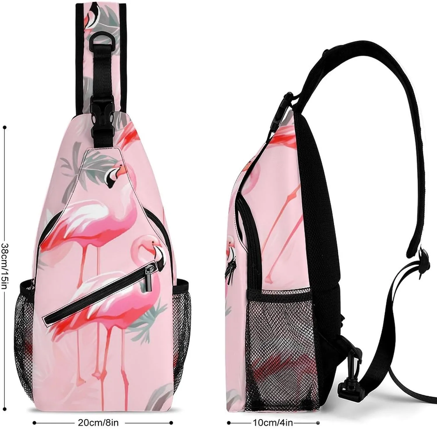Sling Bag for Women Travel Crossbody Summer Flamingo Palm Leaves Fanny Pack Casual Daypack Cross Body Chest Bag