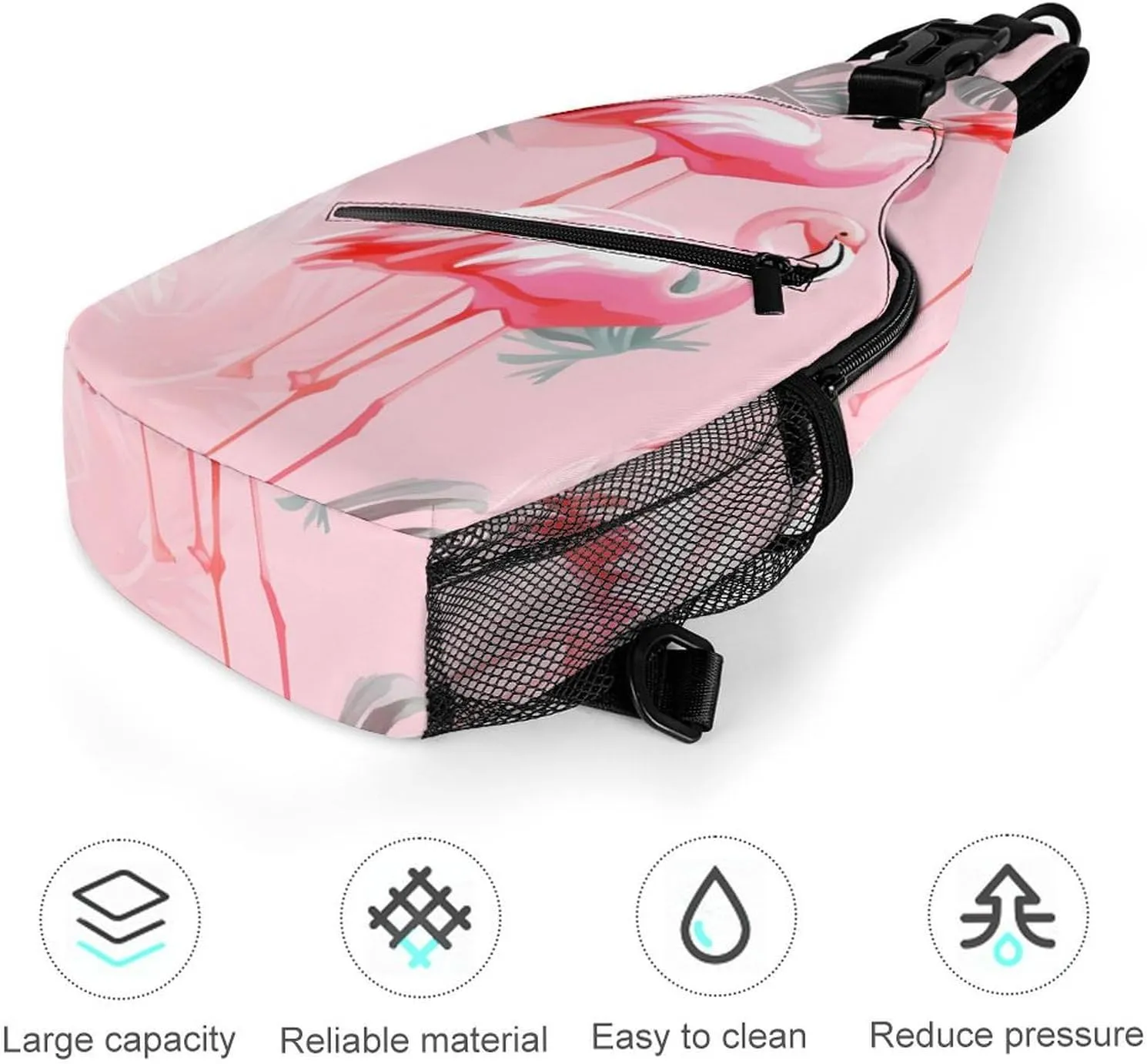 Sling Bag for Women Travel Crossbody Summer Flamingo Palm Leaves Fanny Pack Casual Daypack Cross Body Chest Bag