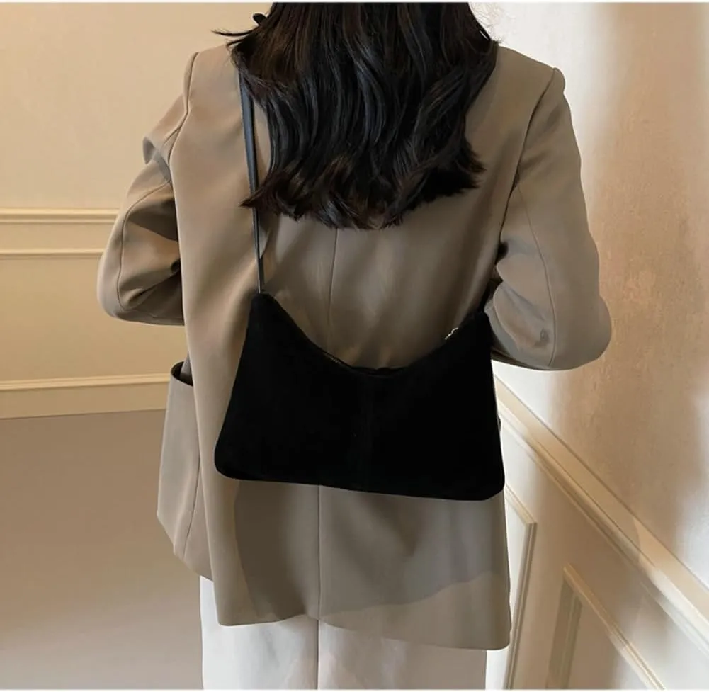 Slouchy Suede Bucket Bag Women Crescent Hobo Bags Satchels Underarm Shoulder Bag Crossbody Purse Travel Tote Handbag
