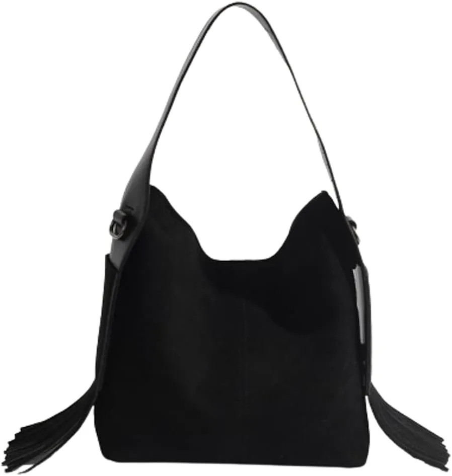 Slouchy Suede Bucket Bag Women Trendy Corduroy Boho Satchels Shoulder Bag Crossbody Purse Top-handle Tote Handbag 2024