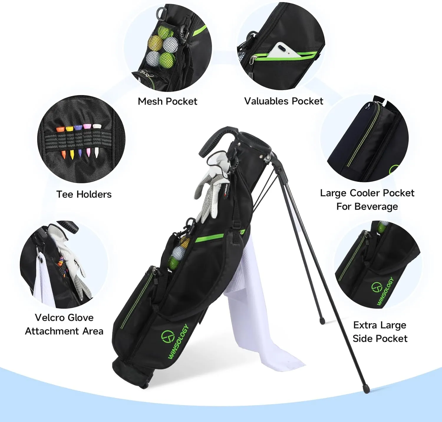 Small Golf Stand Bag Lightweight Golf Easy Carry Bag with Strap and Stand for The Driving Range, Par 3 and Executive Courses Small Golf Bags for Men or Women.