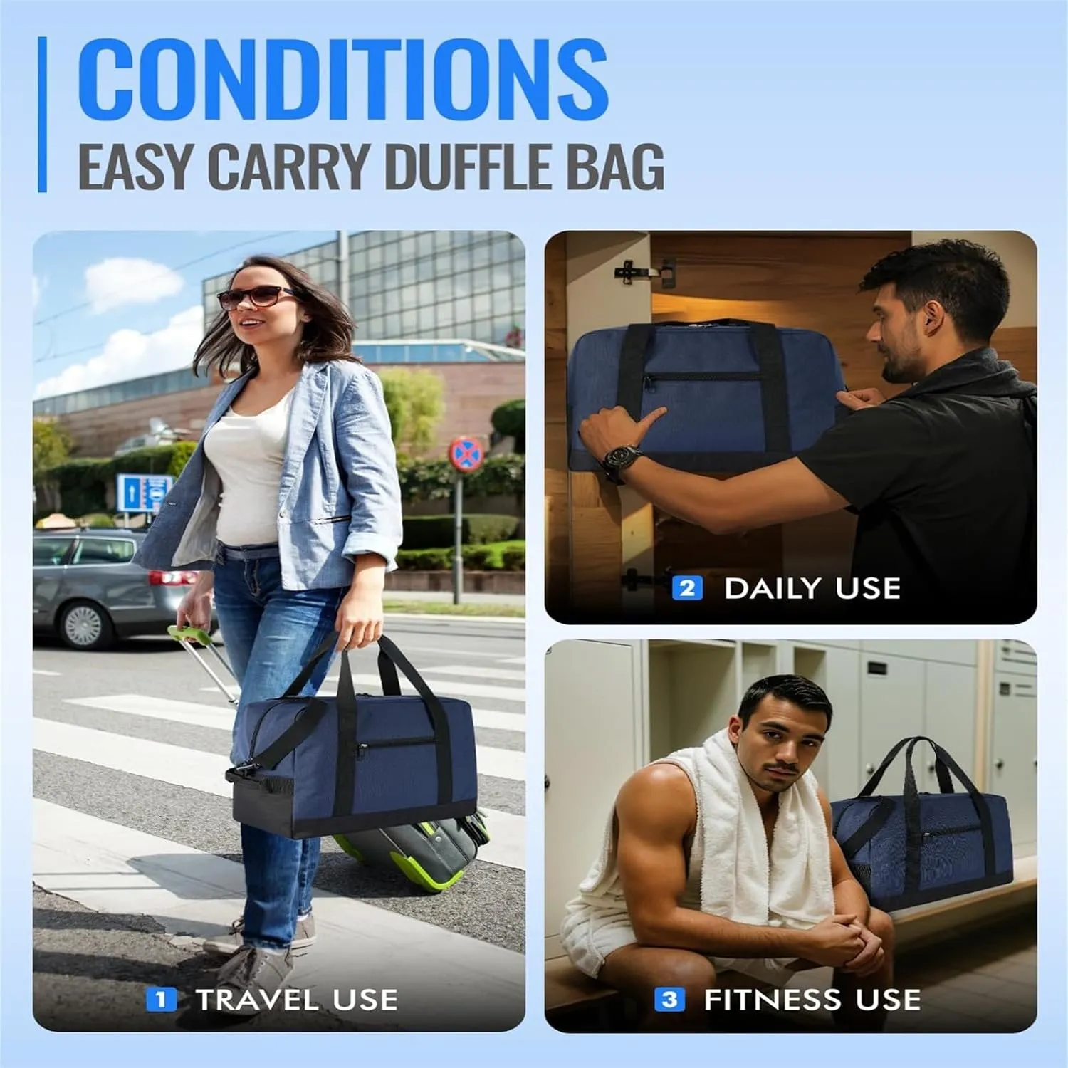 Small Gym Bag 14 Inch Mini Duffel Bag Carry On Bag Lightweight Travel Bag Carry On Luggage for Women and Men for Trips Or Sports (Black, One Size)