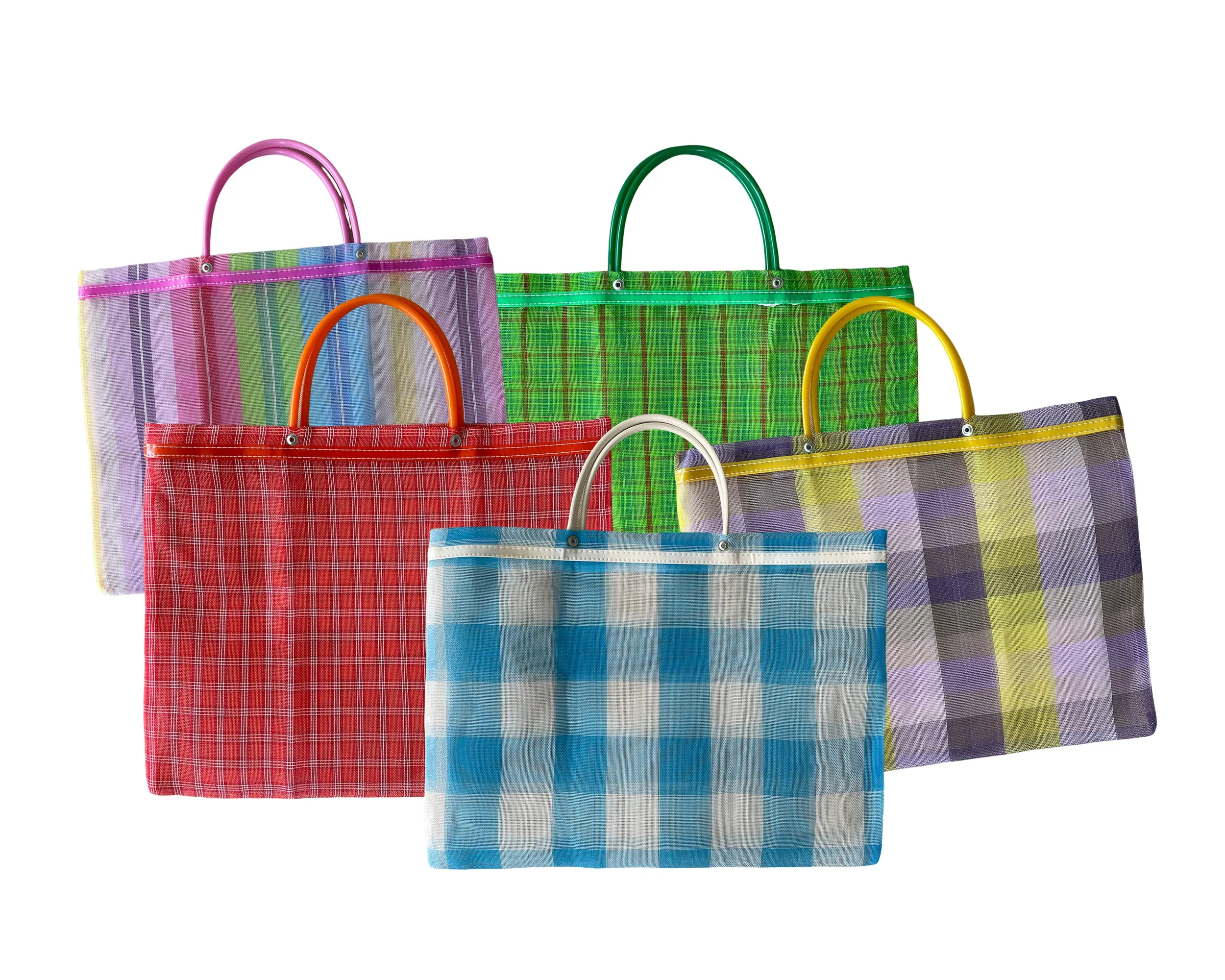 Small Mexican Plastic Tote Beach Market Bag 15 x 11 in