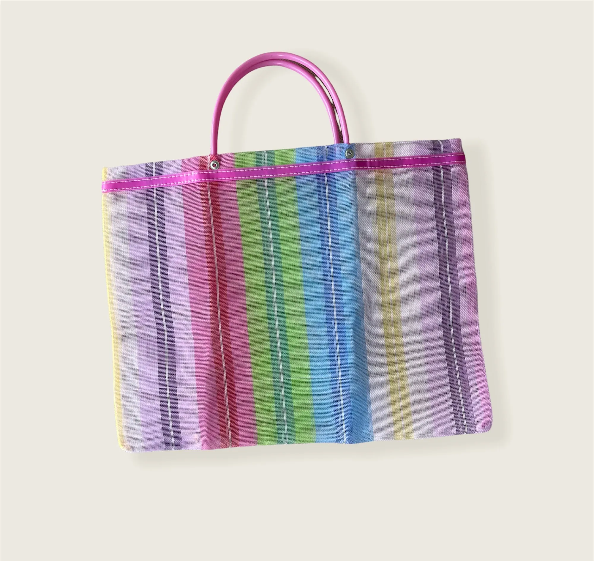 Small Mexican Plastic Tote Beach Market Bag 15 x 11 in