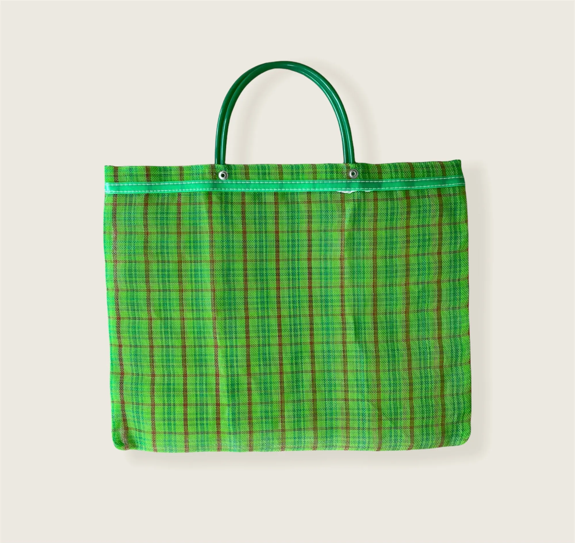 Small Mexican Plastic Tote Beach Market Bag 15 x 11 in