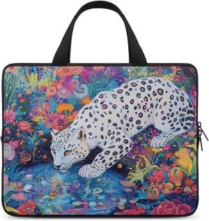 Snow Leopard Psychedelic Garden Stream Laptop Sleeve Bag Computer Carrying Case Laptops Protective Cover for Travel Business