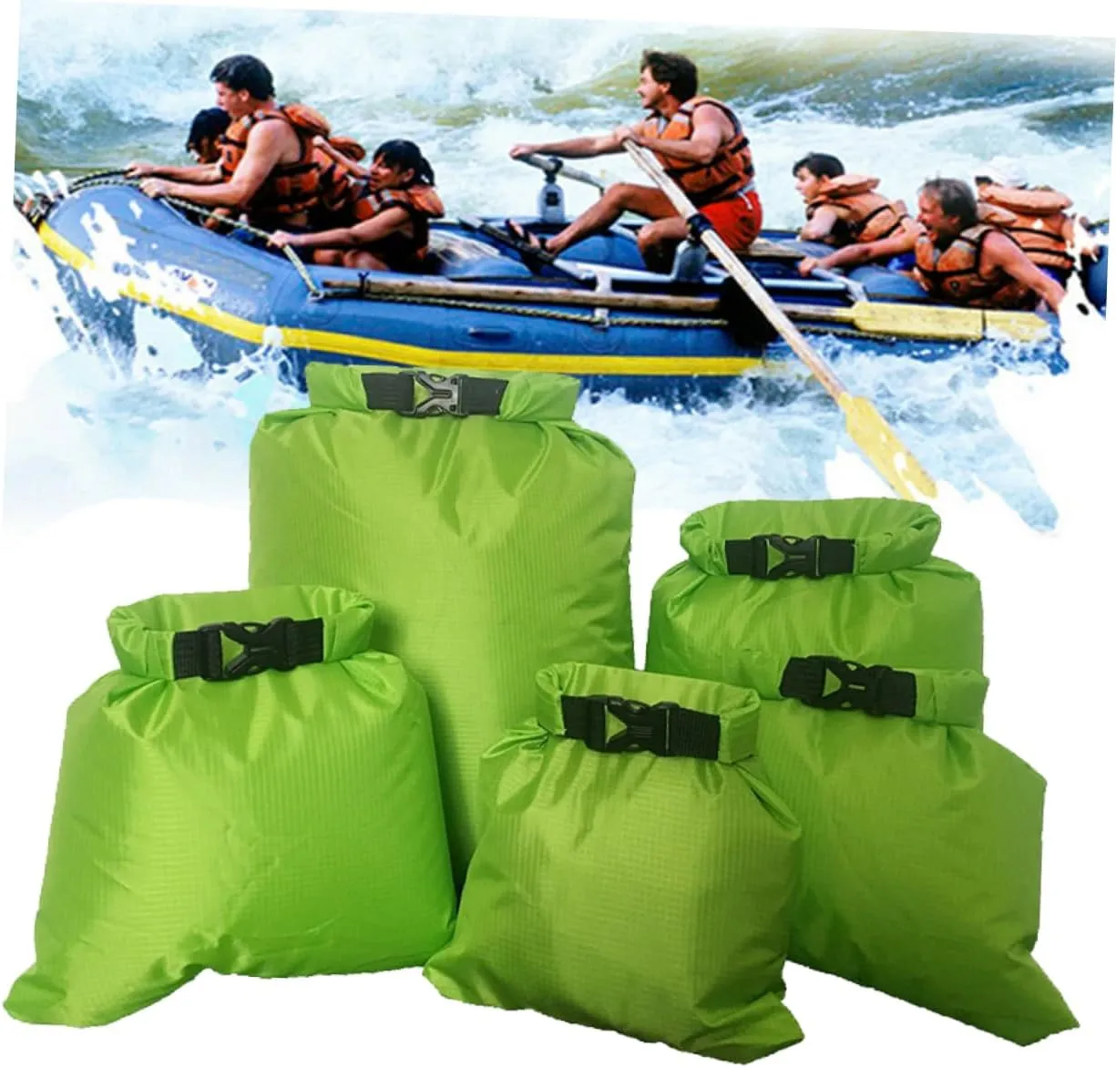 Sosoport Drift Waterproof Bag Set 5 Pack 1.5l-6l Kayak Dry Bag for Boating Camping Double-stitched Seams
