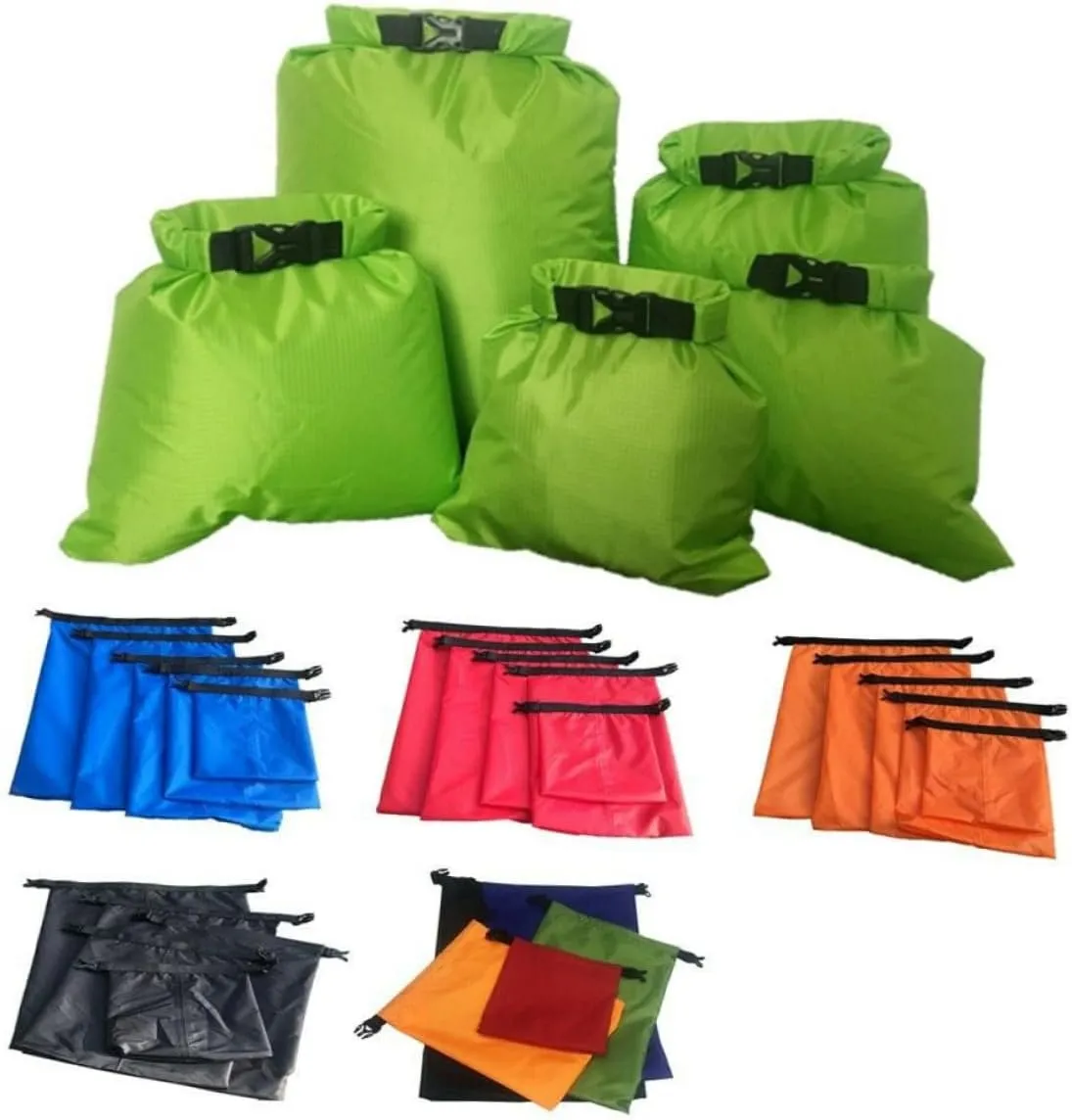 Sosoport Drift Waterproof Bag Set 5 Pack 1.5l-6l Kayak Dry Bag for Boating Camping Double-stitched Seams