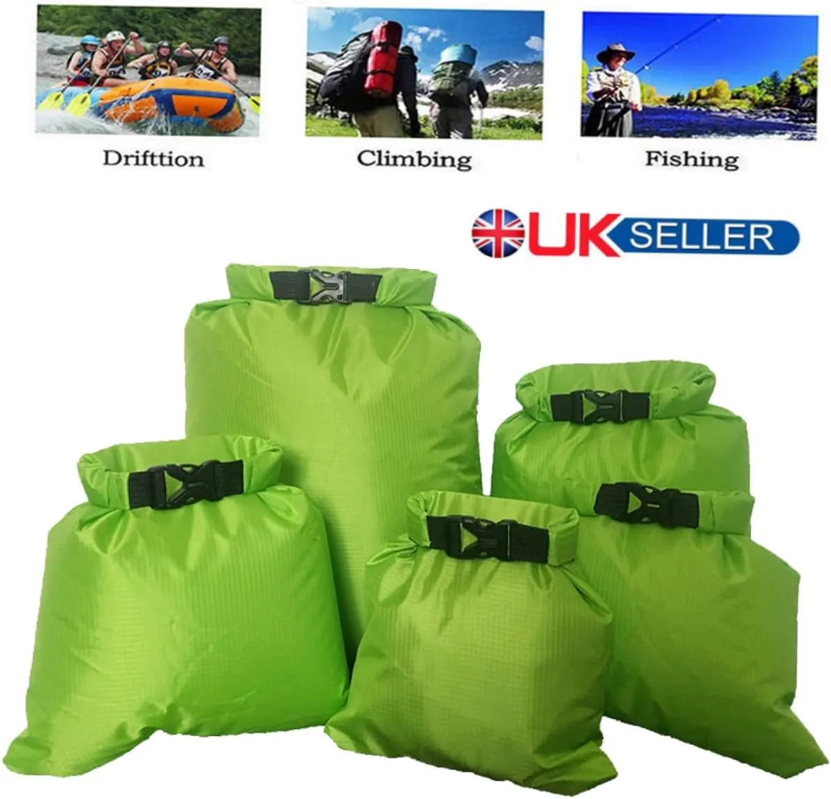Sosoport Drift Waterproof Bag Set 5 Pack 1.5l-6l Kayak Dry Bag for Boating Camping Double-stitched Seams