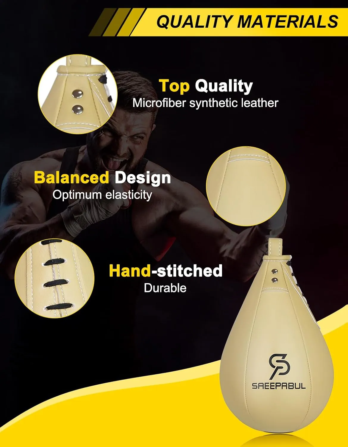 Speed Bag,Speed Bag for Boxing,PU Leather Reflex Training Pear Shaped Punching Bag,Fast Reaction Skills Development Perfect for Kids Teens Adults Boxing Coaches