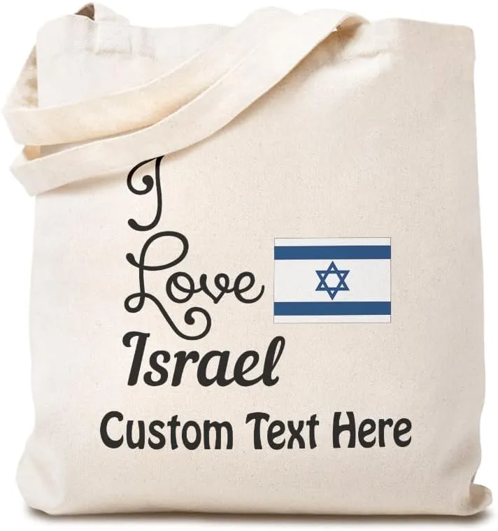 Speedy Pros Canvas Tote Bag for Women I Love Israel Country Flag Jewish Beach Bags for Women