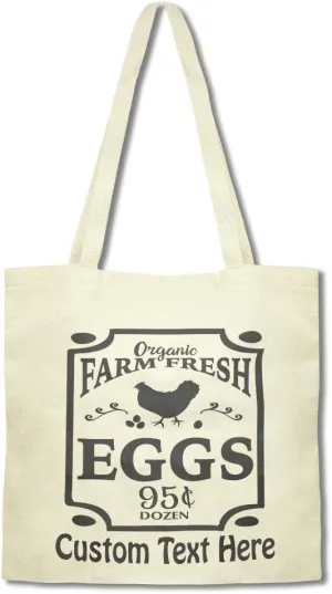 Speedy Pros Canvas Tote Bag for Women Organic Farm Fresh Eggs 95 Farm Hearth Country Beach Bags for Women