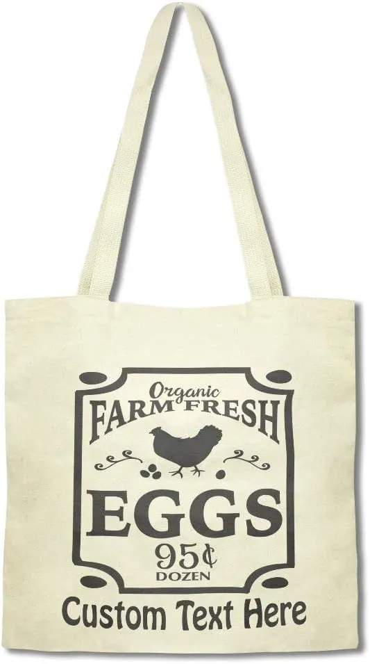 Speedy Pros Canvas Tote Bag for Women Organic Farm Fresh Eggs 95 Farm Hearth Country Beach Bags for Women