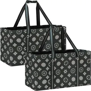 Standing Extra Large Utility Tote Bag with Metal Wire Frame, Large Structured Tote Bag with Hard Bottom, Beach Bag