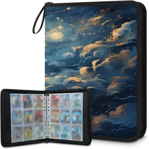 Starry Cloud 3 Ring Trading Zipper Binder Strap, Trading Card Binder 4 Pocket, 400 Pockets Card Holder with 50 Removable Sleeves for Game Cards