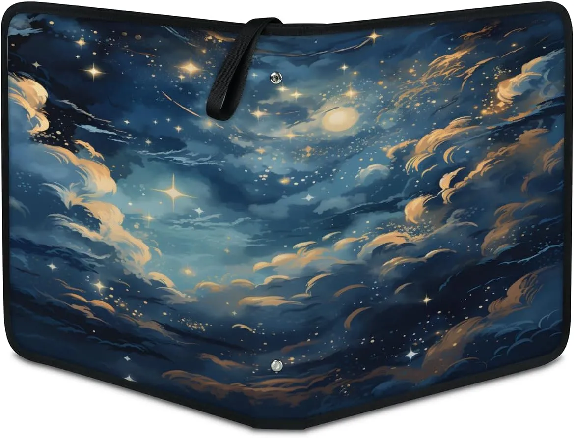 Starry Cloud 3 Ring Trading Zipper Binder Strap, Trading Card Binder 4 Pocket, 400 Pockets Card Holder with 50 Removable Sleeves for Game Cards