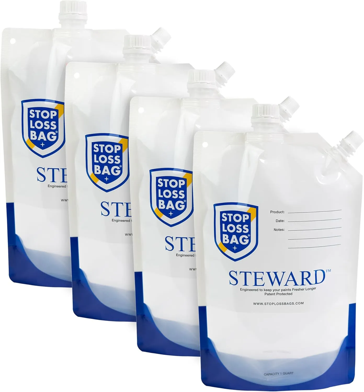 Steward Paint Storage Bags – Reusable, Airtight Paint Saver Pouches for Easy Dispensing, Durable & Sustainable Solution for Home, DIY, and Professional Painters (Set of 4, 1 Liter Each)
