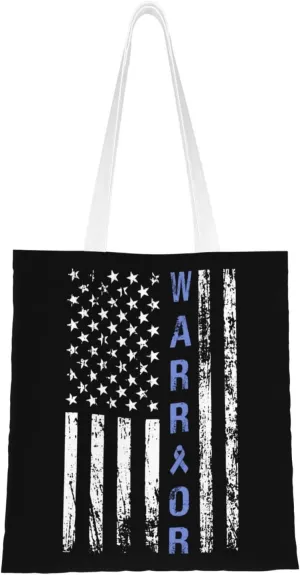 Stomach Cancer Awareness Usa Flag Tote Bag for Women Canvas Shopping Bags Reusable Beach Bag Grocery Bags Tote Shoulder Bag Gift Bags