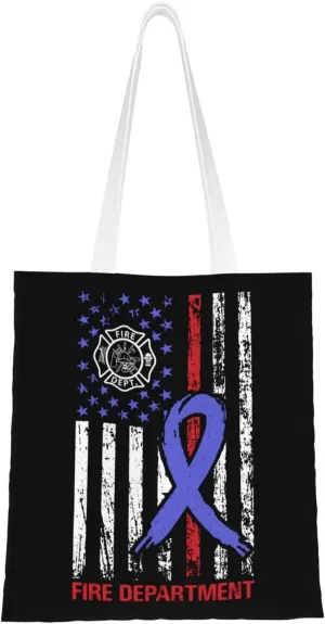 Stomach Cancer Awareness Usa Flag Tote Bag for Women Canvas Shopping Bags Reusable Large Capacity Casual Shoulder Handbags Grocery Bags DIY Gift Bags