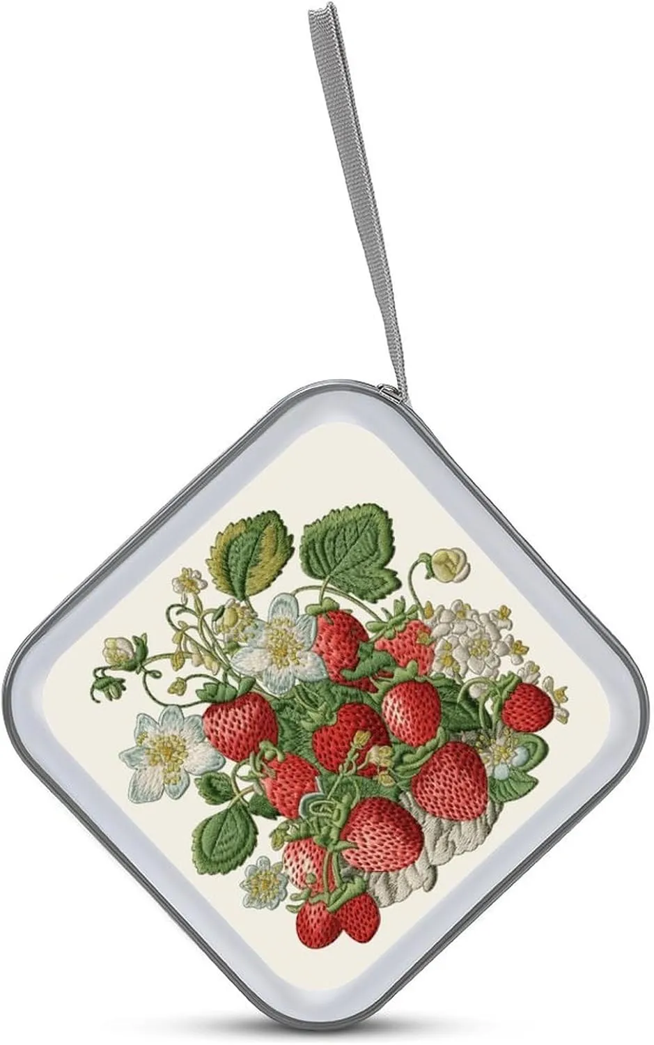 Strawberry Embroidery Portable CD Case Holder,DVD Wallet Holder 40 Capacity CD Cases Storage DVD Book Binder for Car Home Travel