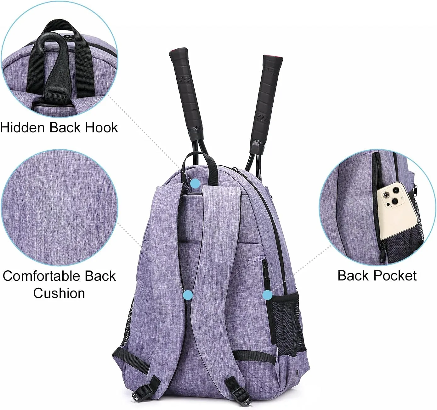 Sucipi Tennis Bag Professional Tennis Backpack for Men and Women Racket Bags Holds 2 Rackets with Ventilated Shoe Compartment