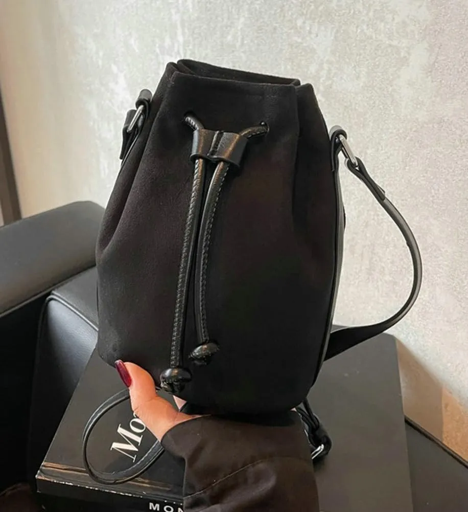 Suede Bucket Bag for Women Crossbody Purse Shoulder Bags Drawstring Hobo Bag Satchels Suede Bag Bucket Handbags