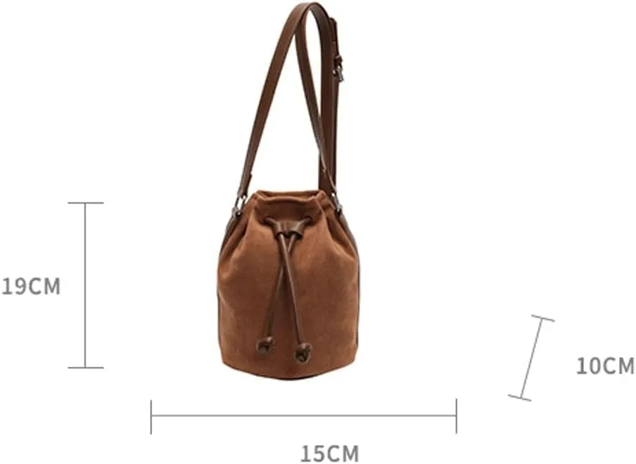 Suede Bucket Bag for Women Crossbody Purse Shoulder Bags Drawstring Hobo Bag Satchels Suede Bag Bucket Handbags