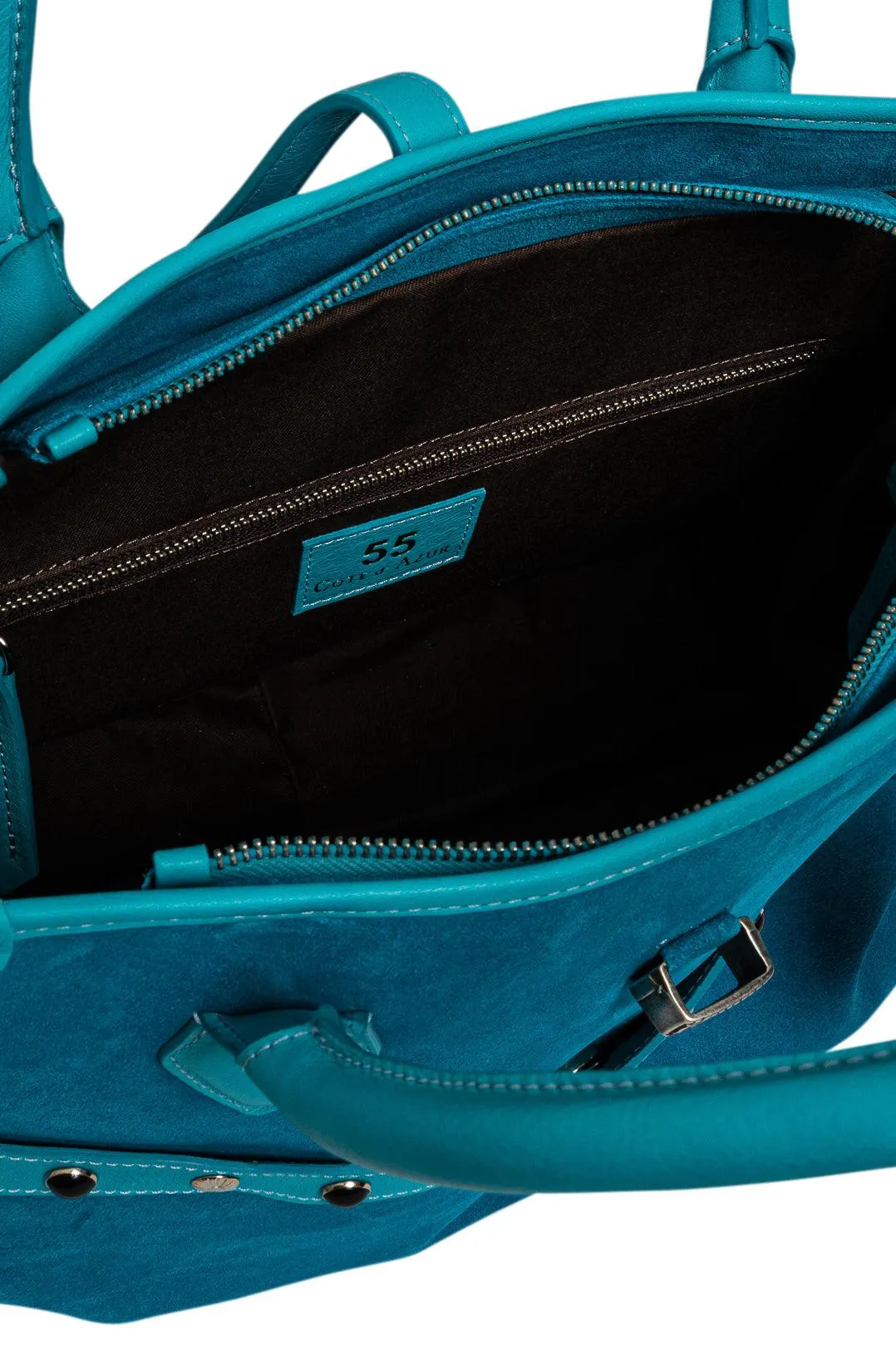 Suede leather handbag